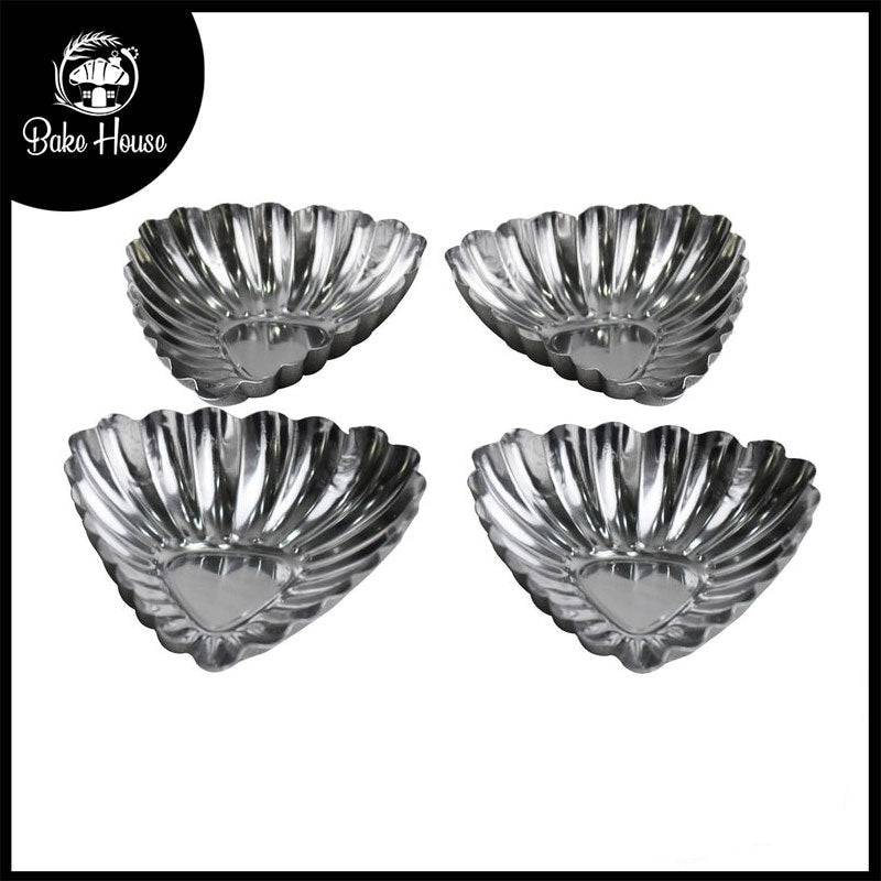 Mini Triangle Tart Pan Silver 4 Pcs Set 6.5cm