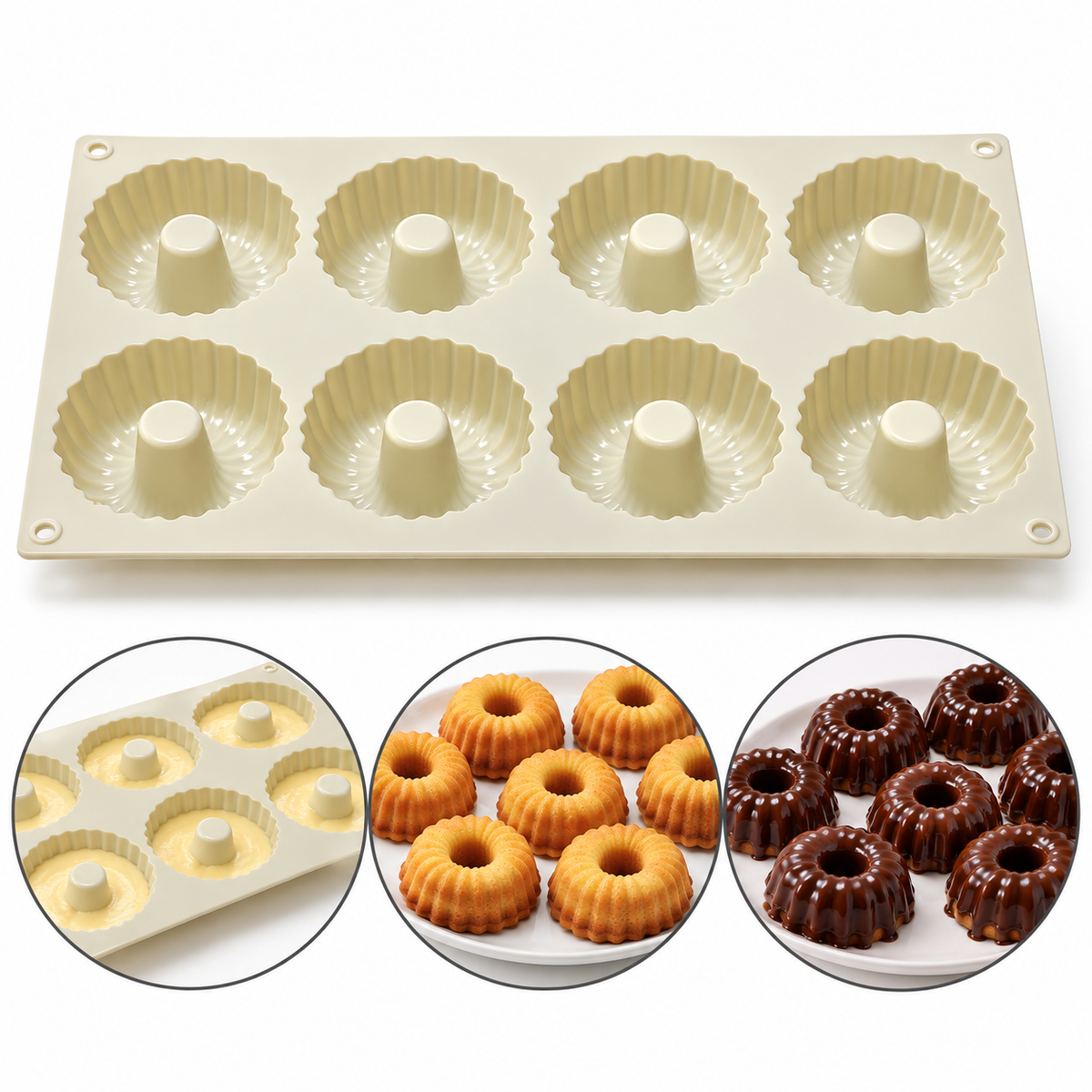 Silicone Mini Bundt Cake & Pudding Mold 8 Cavity