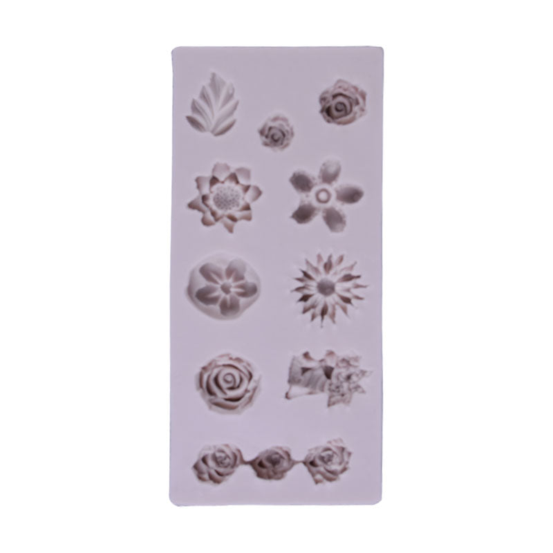 Mix Flowers Silicone Fondant Mold 12 Cavity