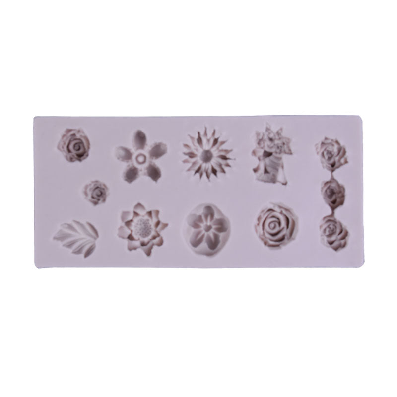 Mix Flowers Silicone Fondant Mold 12 Cavity