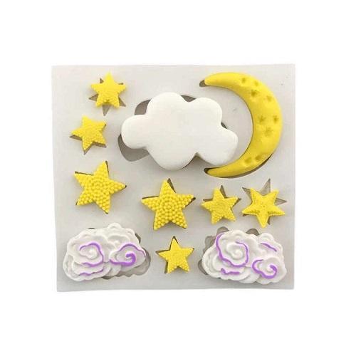 Moon Stars & Clouds Sky Theme Silicone Fondant & Chocolate Mold