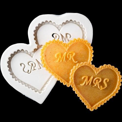 Mr & Mrs Heart Silicone Fondant Cake Mold