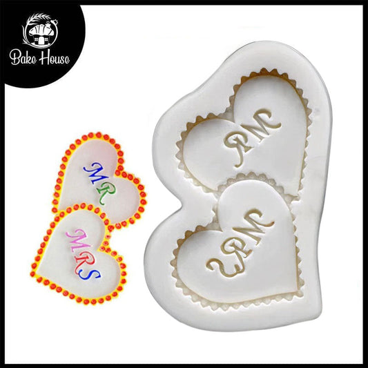 Mr & Mrs Heart Silicone Fondant Cake Mold