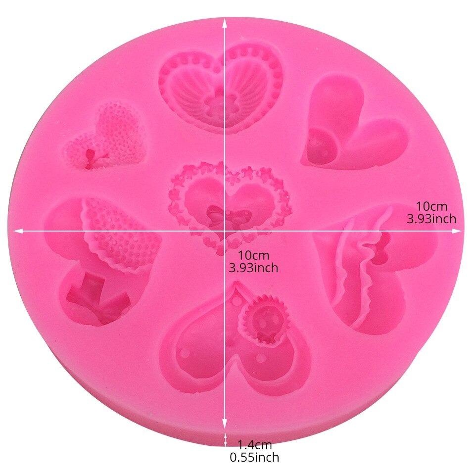 Multi Hearts Silicone Fondant & Chocolate Mold 7 Designs