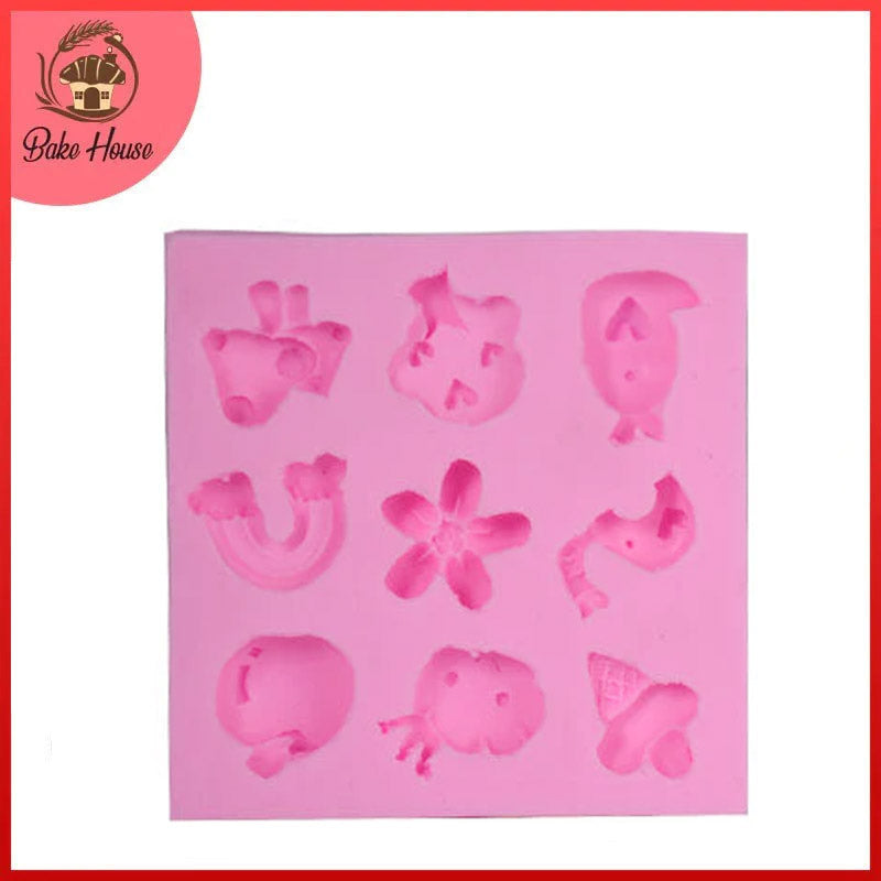 Multi Shapes Silicone Fondant Mold 9 Cavity