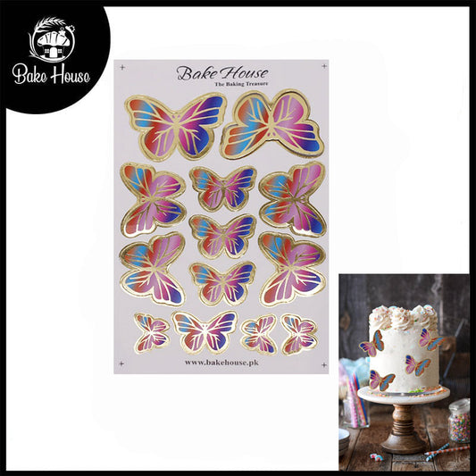 Multicolor Butterflies Cake Topper 13 Pcs Pack