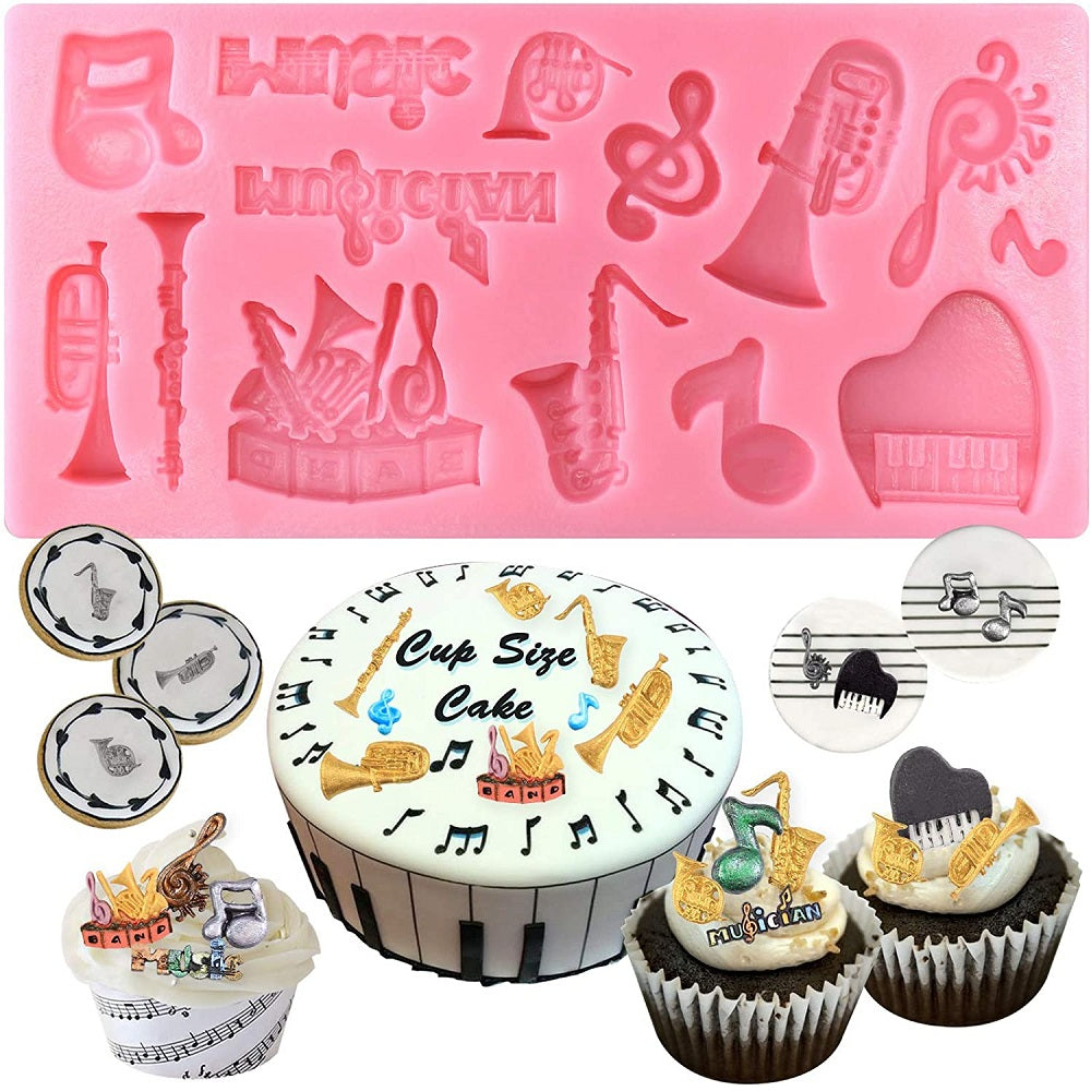 Musical Instruments Silicone Fondant Mold 14 Cavity