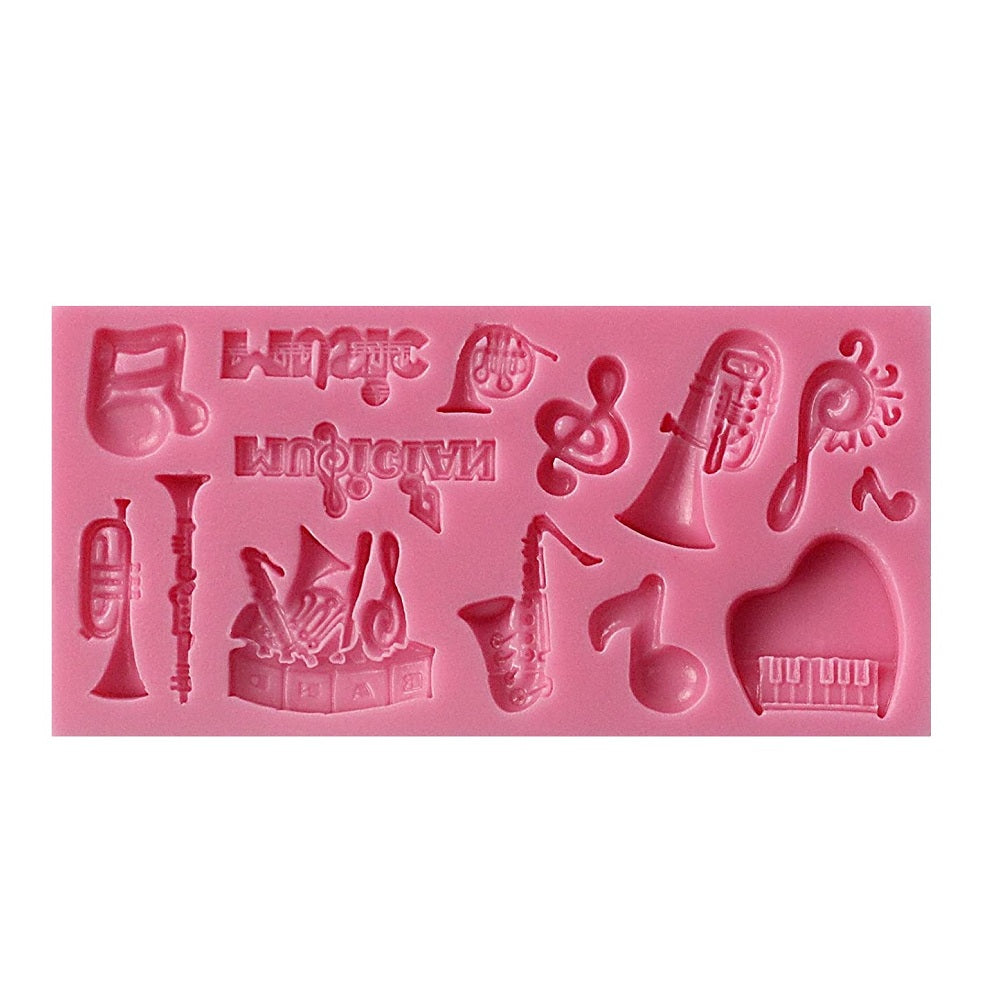 Musical Instruments Silicone Fondant Mold 14 Cavity