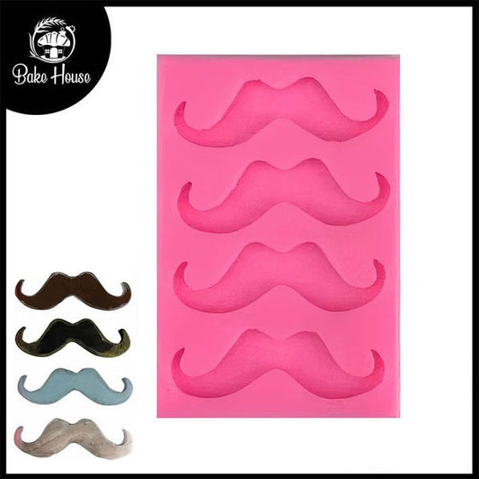 Mustache Silicone Fondant & Chocolate Mold 4 Cavity