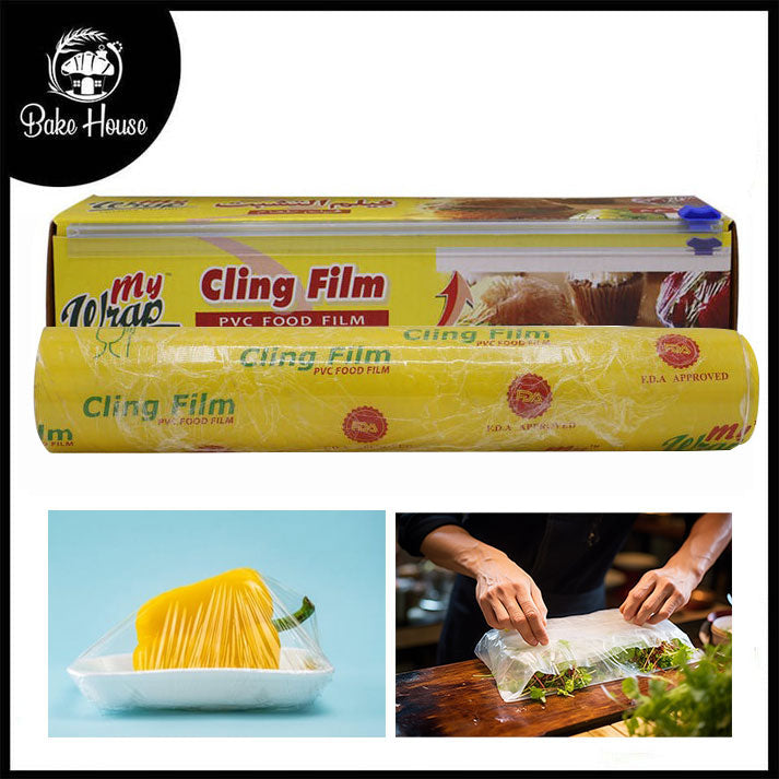 My Wrap Cling Film Plastic Food Wrap Thin Roll With Slide Blade Cutter 12Inch