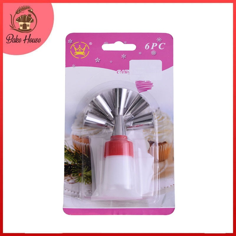 Nozzle Set 6Pcs With Coupler & Icing Piping Bag Bake House The