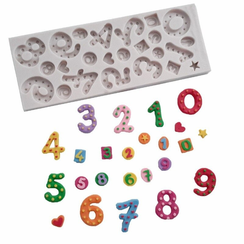 Number & Buttons Silicone Fondant Mold