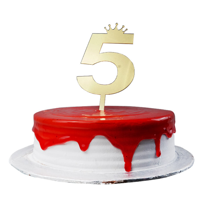 Number Cake Topper Golden  (Five)