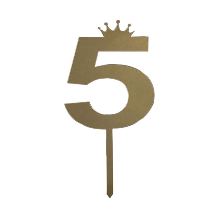 Number Cake Topper Golden  (Five)