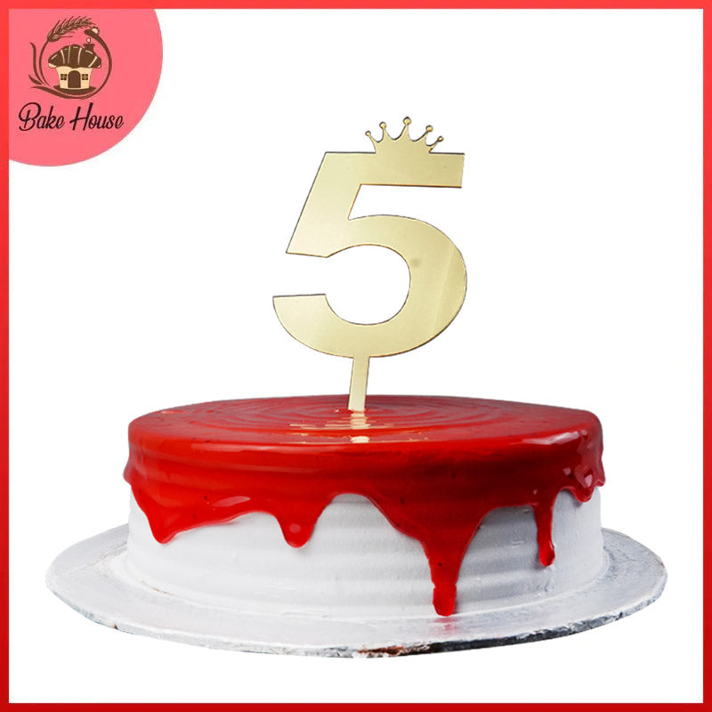 Number Cake Topper Golden  (Five)
