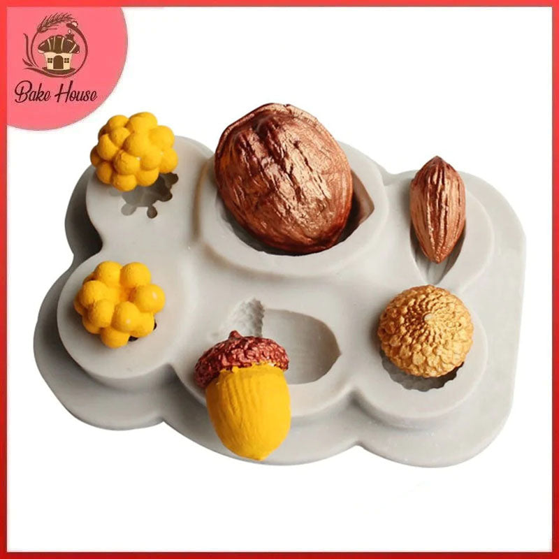 Nuts & Berries Silicone Fondant Mold 6 Cavity