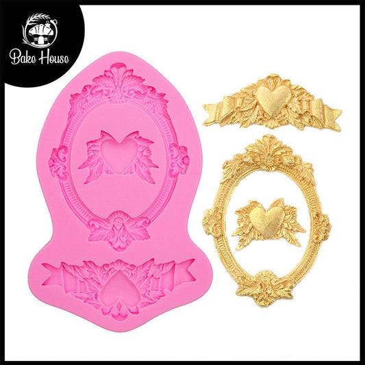 Oval Elegant Frame Silicone Fondant Cake Mold