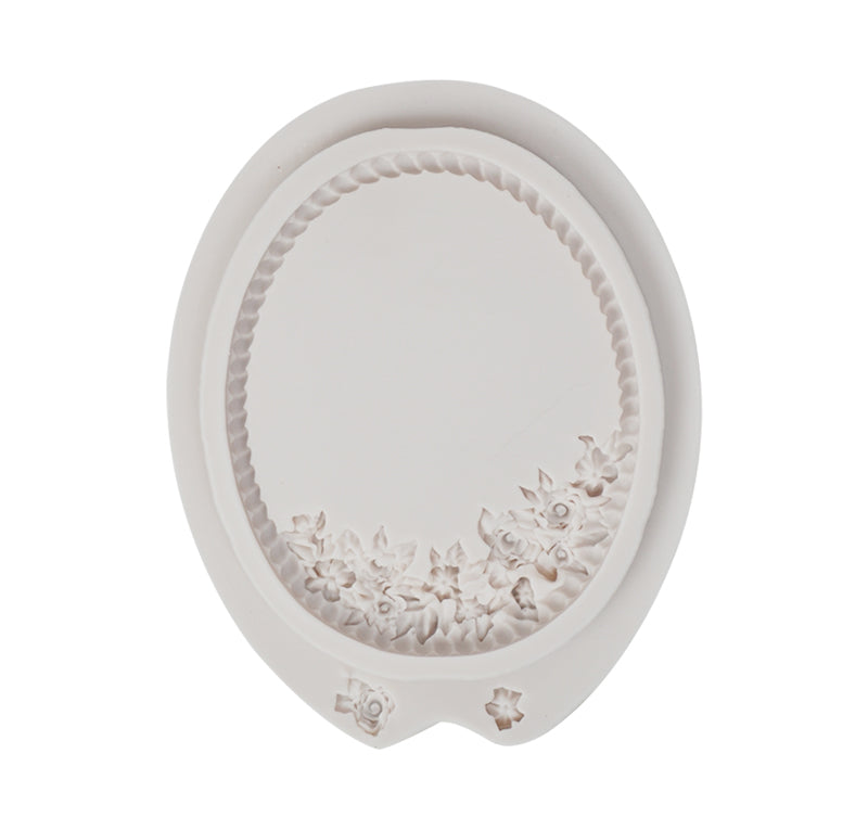 Oval Shape Flower Mirror Frame Silicone Fondant Mold