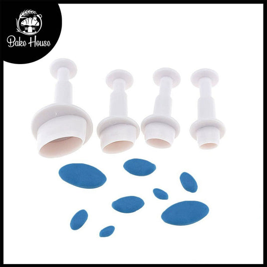 Oval Shape Fondant Plunger Cutter 4Pcs Set Plastic