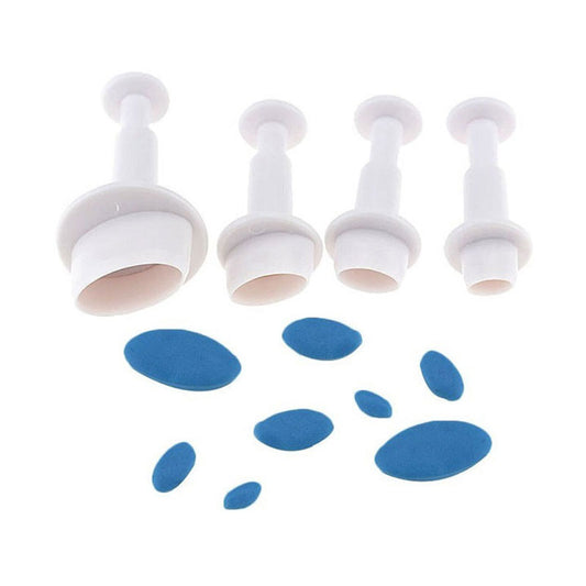 Oval Shape Fondant Plunger Cutter 4Pcs Set Plastic