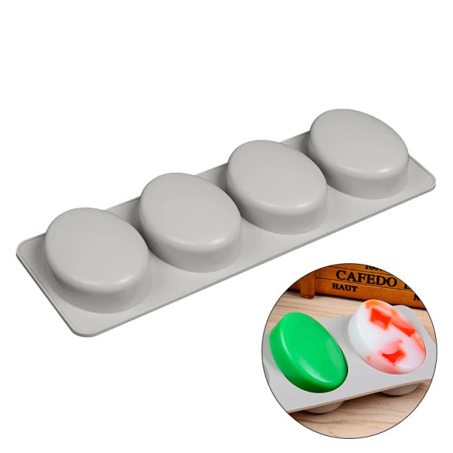 Oval Shape Silicone Soap & Baking Mold 4 Cavity