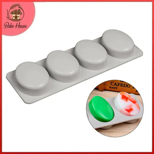 Oval Shape Silicone Soap & Baking Mold 4 Cavity