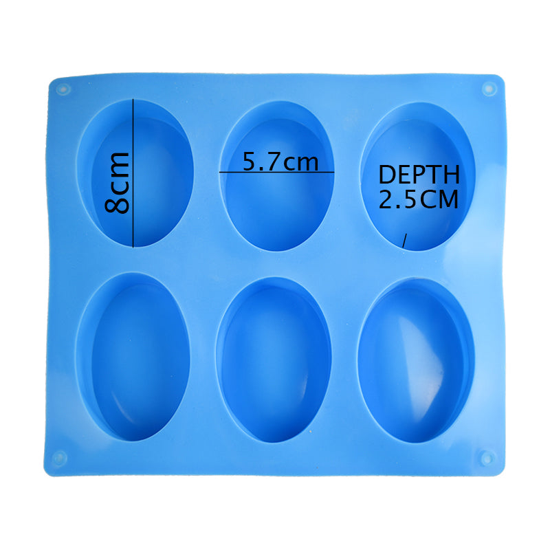 Oval Shape Silicone Soap Mold 6 Cavity