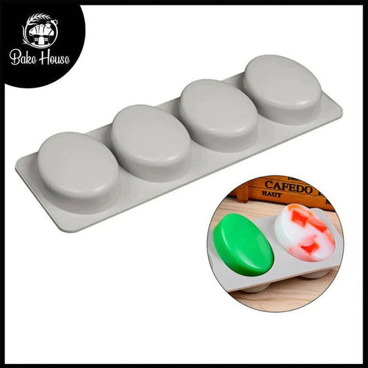 Oval Shape Silicone Soap & Baking Mold 4 Cavity