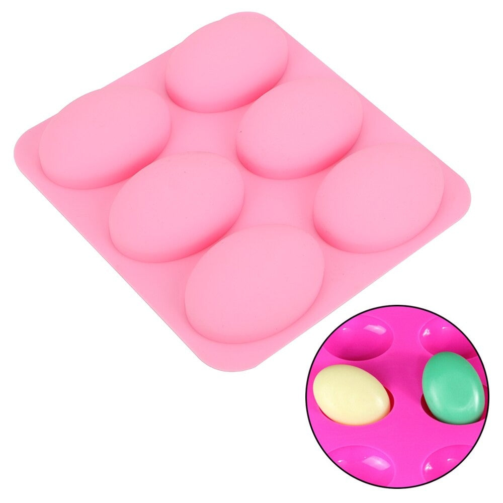 Oval Shape Soap and Mousse Silicone Mold 6 Cavity