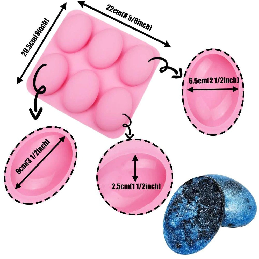 Oval Shape Soap and Mousse Silicone Mold 6 Cavity