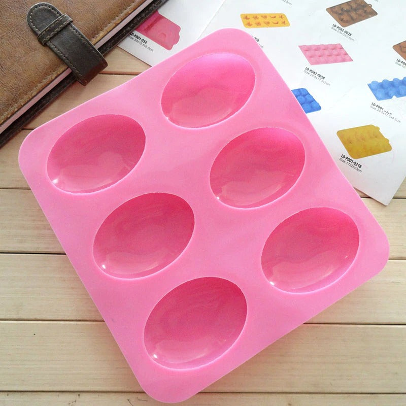 Oval Shape Soap and Mousse Silicone Mold 6 Cavity