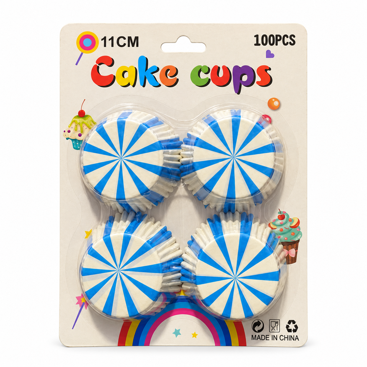 100 Pcs Striped Cupcake Liners 11CM