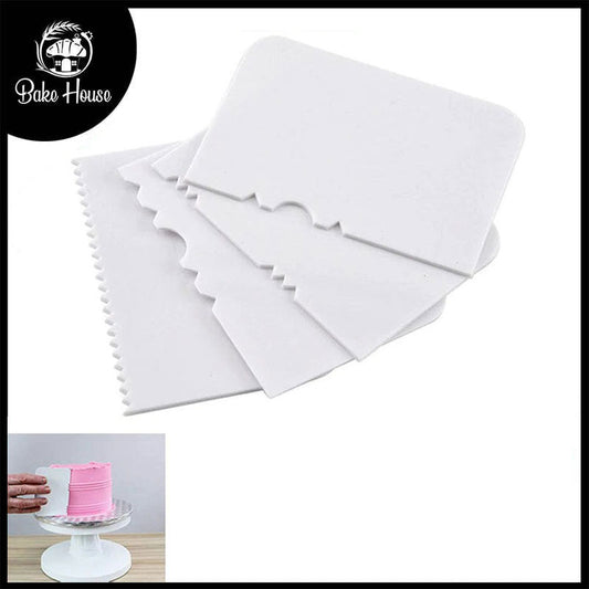 Patterned Edge Slide Scraper 4Pcs Set Plastic