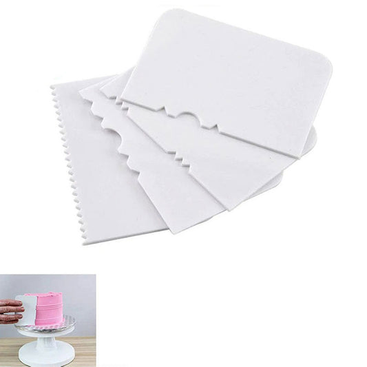 Patterned Edge Slide Scraper 4Pcs Set Plastic