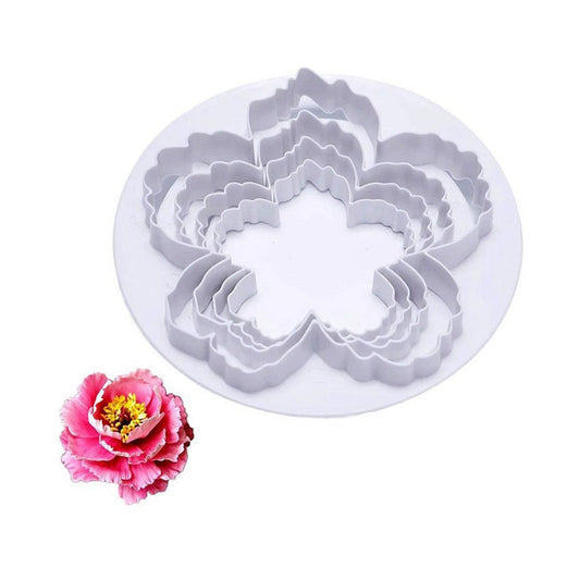 Peony Flower Fondant Cutter 4Pcs Set Plastic