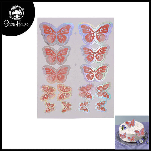 Pink Color Butterflies Cake Topper 14 Pcs Pack