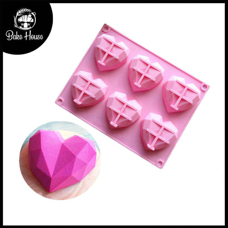 Pinata Diamond Heart Shape Silicone Mold 6 Cavity