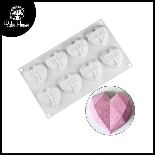 Pinata Diamond Heart Shape Silicone Mold 8 Cavity