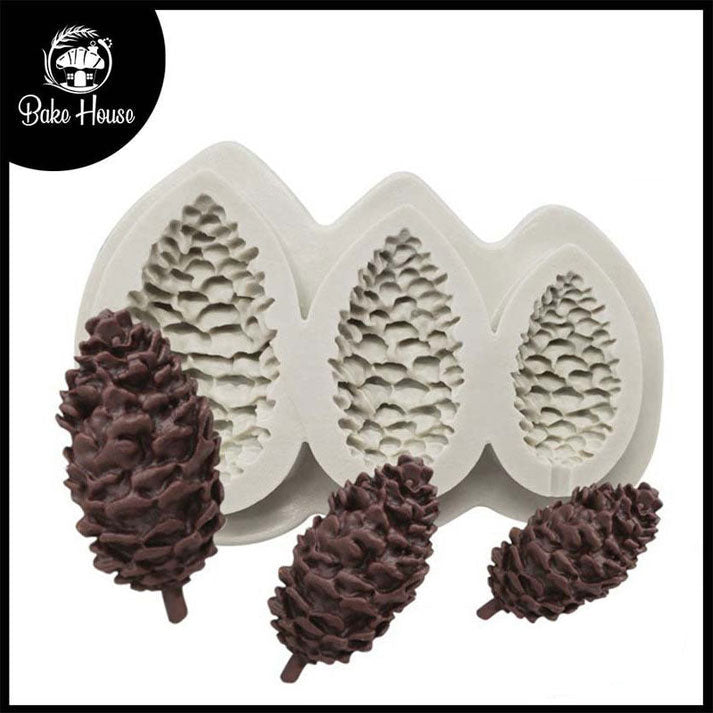 Pine Cone Silicone Fondant & Chocolate Mold 3 Cavity