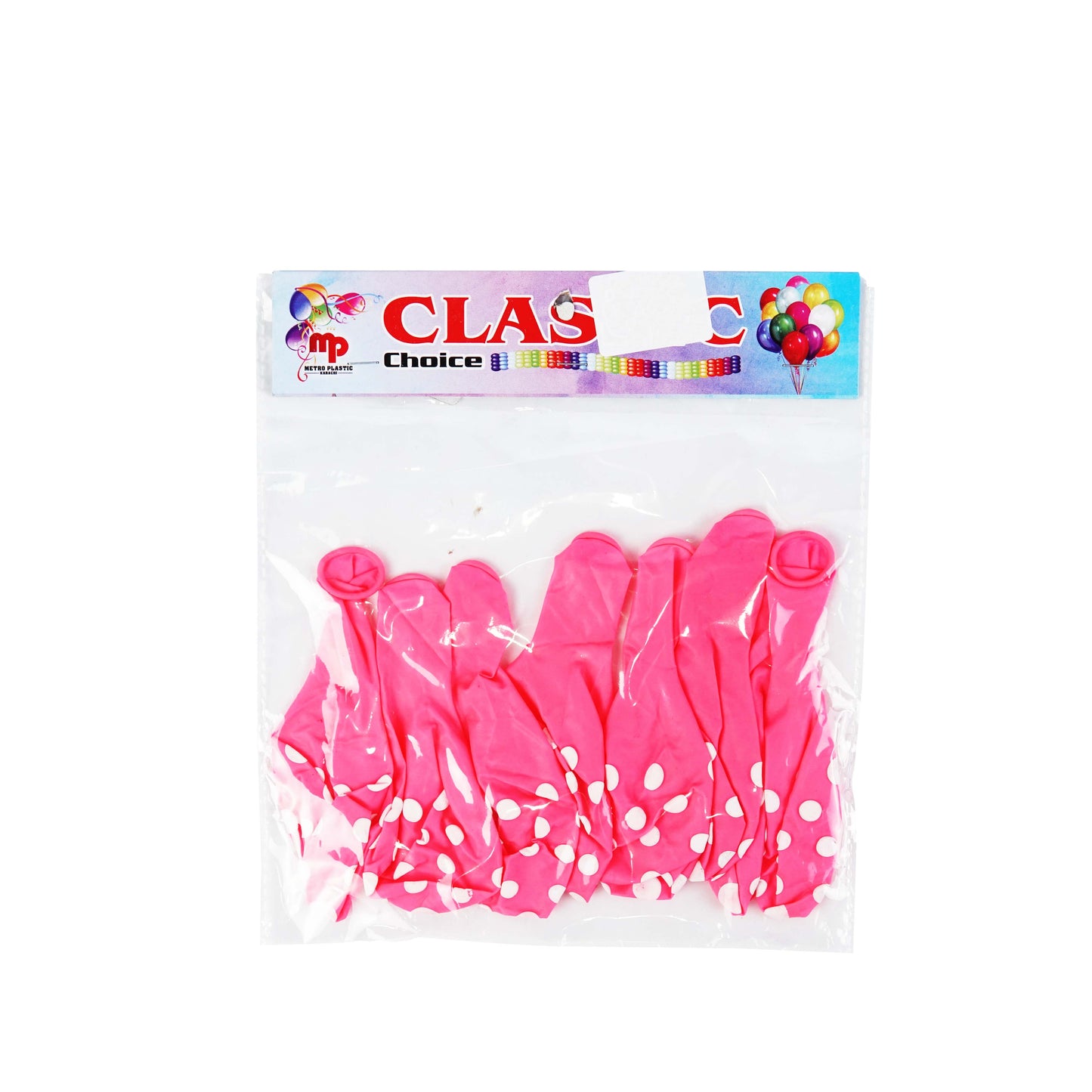 Pink Balloons White Dotted 8Pcs Pack