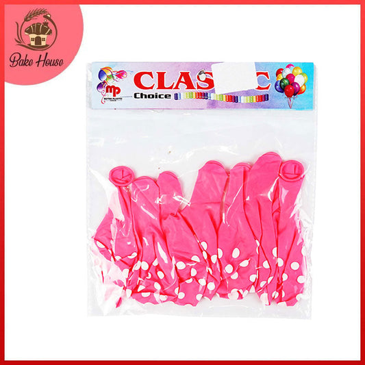 Pink Balloons White Dotted 8Pcs Pack