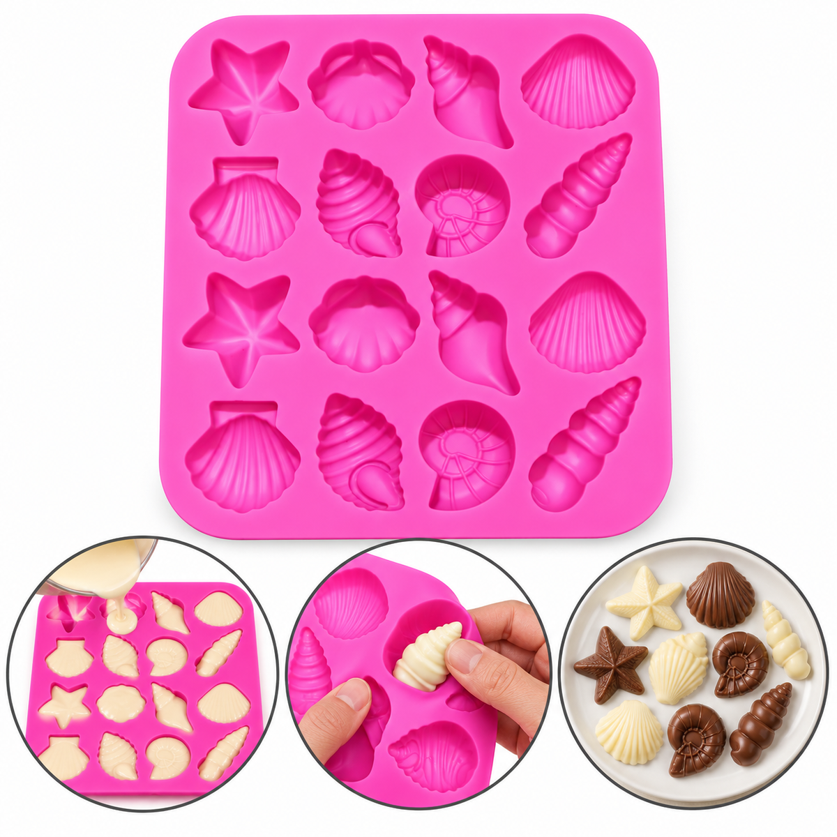 Sea Shell Silicone Chocolate Mold 16 Cavity