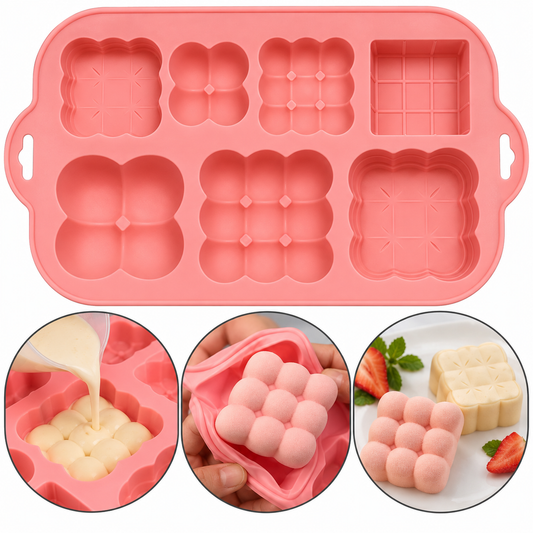 Mixed Design Cube Silicone Candle Mould 7 Cavity