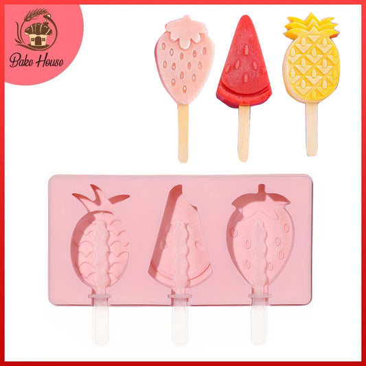 Popsicle Mold Silicone 3 Cavity Fruit Theme