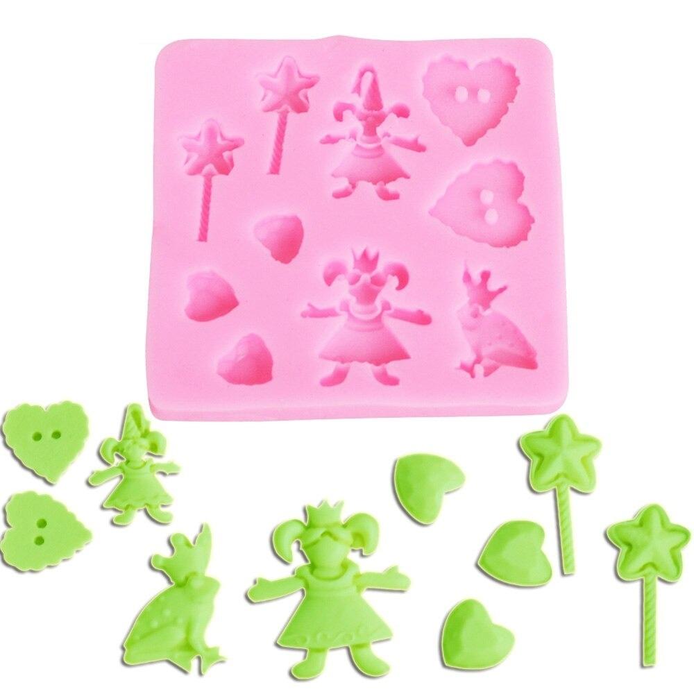 Prince Frog & Little Girl With Hearts And Stars Silicone Fondant Mold