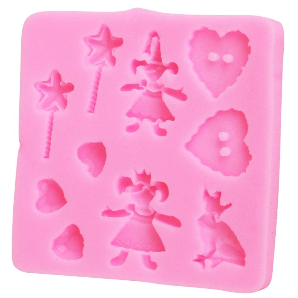 Prince Frog & Little Girl With Hearts And Stars Silicone Fondant Mold