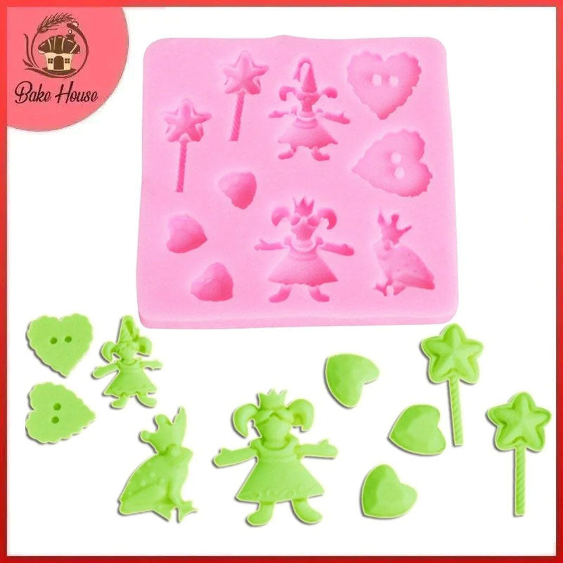 Prince Frog & Little Girl With Hearts And Stars Silicone Fondant Mold