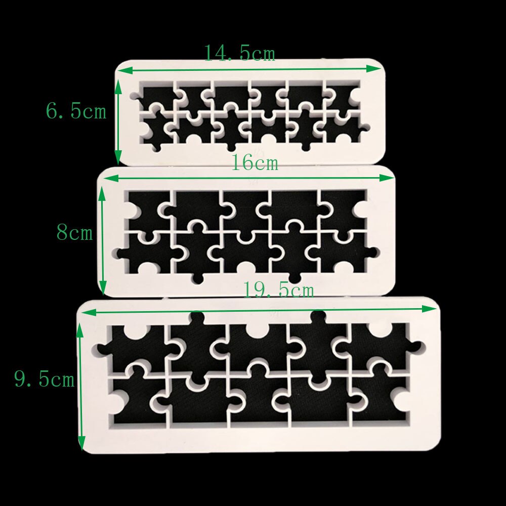 Puzzle Shape Geometric Multi Fondant Cake Cutter 3Pcs Set