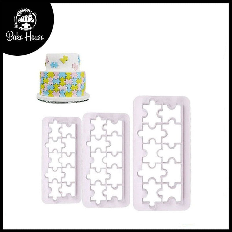 Puzzle Shape Geometric Multi Fondant Cake Cutter 3Pcs Set