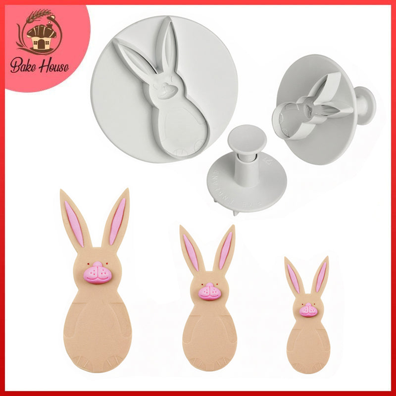Rabbit Fondant & Cookie Plunger Cutter 3Pcs Set Plastic